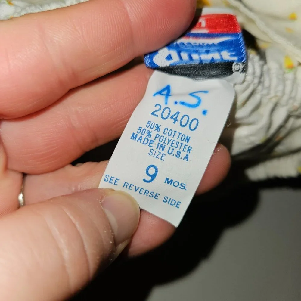 VTG Baby Romper Stone Apparel White Yellow Floral Print 9 Months Ruffle Tush